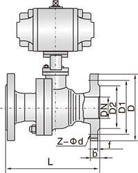 氣動(dòng)法蘭球閥結(jié)構(gòu)圖